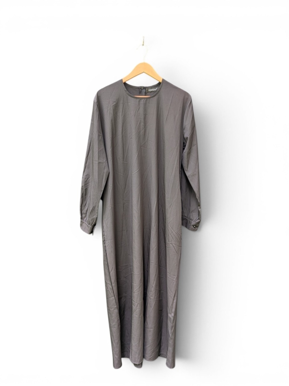Minimalist Long-Sleeve Gray Caftan Shirt - Unbranded